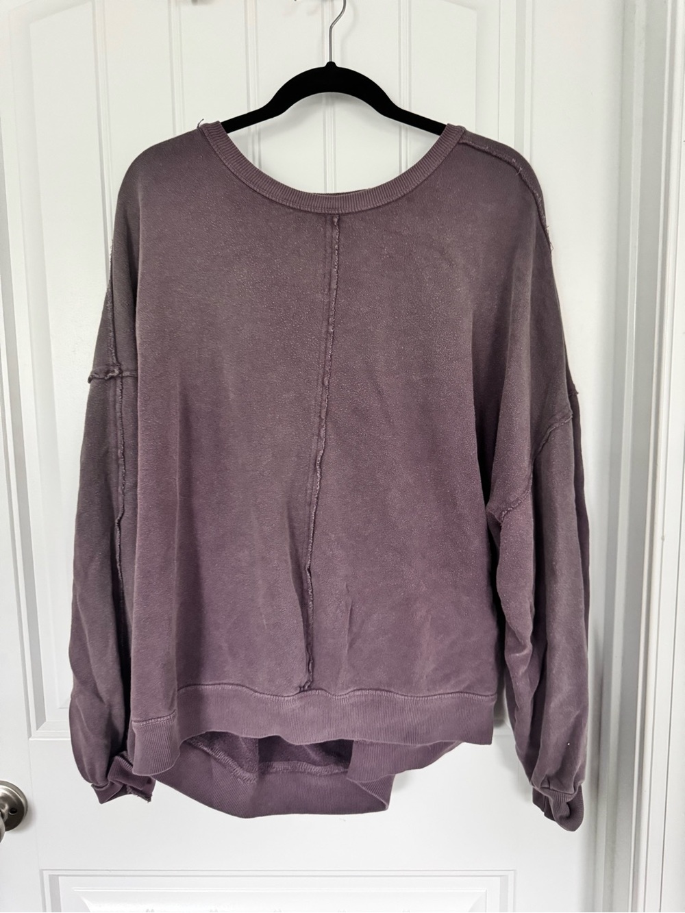 Free People Oversized Pullover Sweatshirt in Mauve Plum
